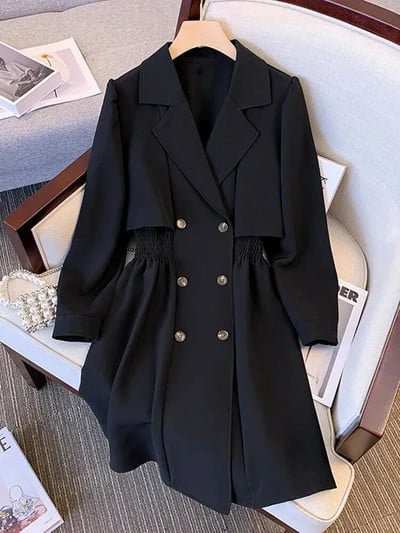 LKSK Korean Fashion dupla mellű Slim Fit széldzseki kabát tavaszi őszi laza szélálló tömör utcai kabát