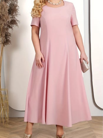 Пролет/Лято Голям размер Дамска рокля Комплект от 2 части с бродирана дантела Коктейлен подарък