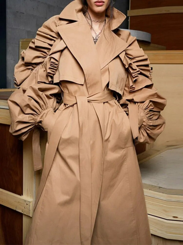 TWOTWINSTYLE jednobojni vjetrovi s remenom za žene, visoki struk i dugmad, elegantni trenčkoti, ženski