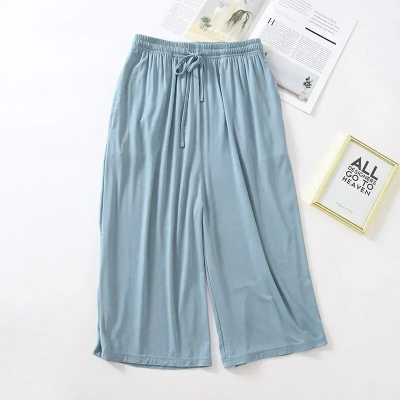 Pijamas Leg Γυναικεία Παντελόνια Modal Loose Size Homewear Solid Capris Plus Color Pijama για το σπίτι λεπτό φαρδύ καλοκαίρι