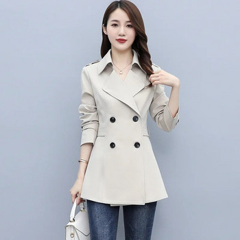 2023 Νέα κορεατική μόδα Άνοιξη φθινοπωρινή καμπαρντίνα Γυναικεία κοντό διπλό στήθος casual γυναικείο πανωφόρι Windbreaker Γυναικεία πανωφόρια