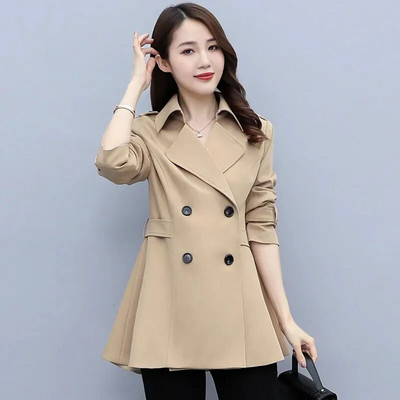 2023-as új koreai divat tavaszi, őszi felvonókabát női rövid, kétsoros, alkalmi női felsőkabát, széldzseki, női felsőruházat