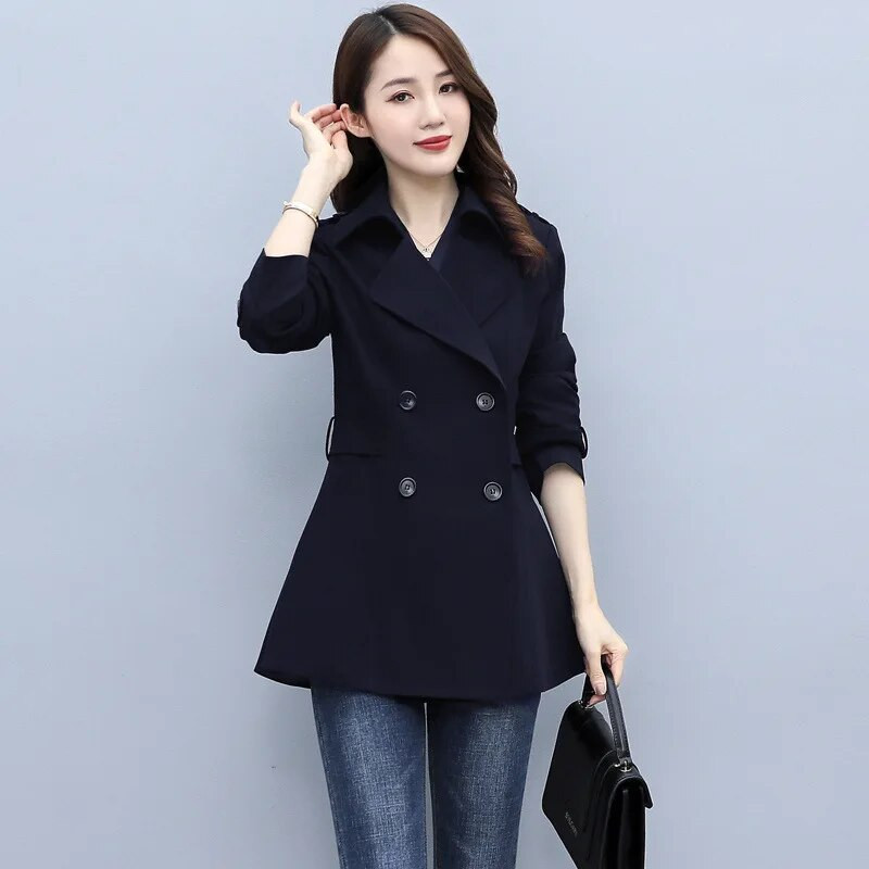 2023-as új koreai divat tavaszi, őszi felvonókabát női rövid, kétsoros, alkalmi női felsőkabát, széldzseki, női felsőruházat