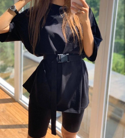 Szilárd, kétrészes női szett 2023 nyári alkalmi rövid ujjú póló és rövidnadrág szett Női túlméretezett utcai sportruha