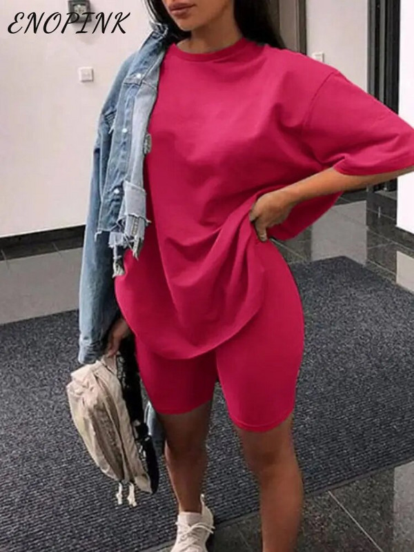 Szilárd, kétrészes női szett 2023 nyári alkalmi rövid ujjú póló és rövidnadrág szett Női túlméretezett utcai sportruha