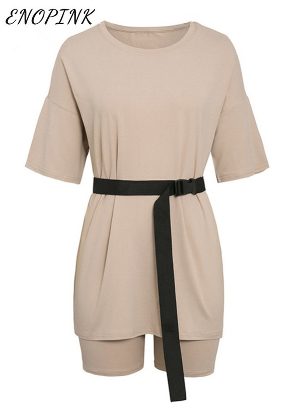 Szilárd, kétrészes női szett 2023 nyári alkalmi rövid ujjú póló és rövidnadrág szett Női túlméretezett utcai sportruha