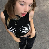 Vintažiniai grafiniai juokingi marškinėliai Moteriški gatvės apranga apvaliomis kaklomis trumpomis rankovėmis, plonomis grunge spalvos, apkarpytos viršutinės dalies, moteriškos vasaros Kawaii Y2K