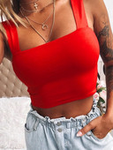 Crop crop de vară fără mâneci cu gât pătrat, alb, femei, negru, ocazional, tricou de bază, cu umăr dezactivat, sexy, fără spate