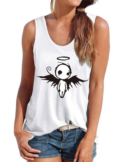 Seeyoushy Fuuny Angel Printing Tank, Naiste varrukateta suvi 2023 Uus Harajuku Vest Graphic 90s Y2K tüdrukute T-särk Ropa Mujer