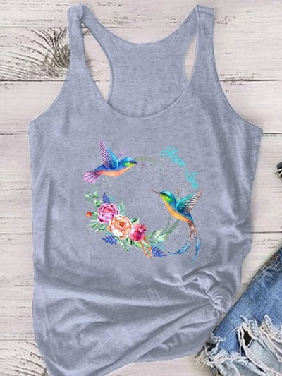 Žaisminga taikos paukštė, vilties, meilės spauda, moteriški viršutiniai marškinėliai be rankovių Madingi moteriški vasariniai marškinėliai Harajuku laisvi apatiniai moteriški marškinėliai