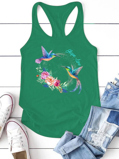 Žaisminga taikos paukštė, vilties, meilės spauda, moteriški viršutiniai marškinėliai be rankovių Madingi moteriški vasariniai marškinėliai Harajuku laisvi apatiniai moteriški marškinėliai