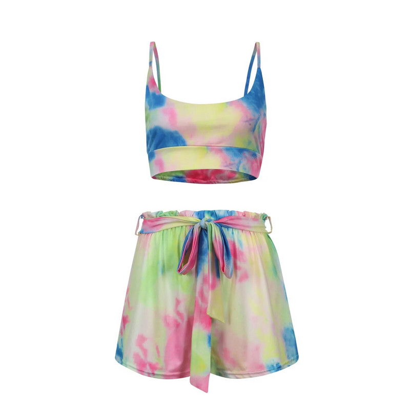 Vasaros laisvalaikio kūno rengybos šortų rinkiniai 2 dalių komplektai Moteriški 2024 m. atostogų V formos iškirptė Seksualūs apkarpyti viršutiniai drabužiai Madingas plonas tiesus šortų kostiumas