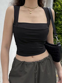 Tancuri pliabile pentru femei Solid Elegant Subțire Sexy Harajuku Minimalist High Street Y2k Haine Crop Tops Design