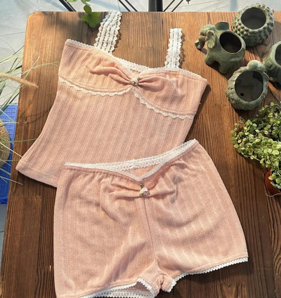 Ținute din două piese pentru femei, vară, sexy, Y2K, vintage, cu garnitură din dantelă, camis, crop tops + pantaloni scurți, haine de club estetice din anii 2000 Fairycore