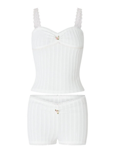 Ținute din două piese pentru femei, vară, sexy, Y2K, vintage, cu garnitură din dantelă, camis, crop tops + pantaloni scurți, haine de club estetice din anii 2000 Fairycore