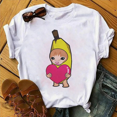 Bananya Cosplay marškinėliai Sad Cry Hapi Happy Bananas Cat Meme Vaisiai Maistas Duona Vyriški marškinėliai Vasaros medvilniniai marškinėliai Topai Nauji Japonijos anime