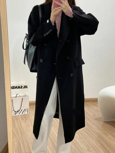 Zoki Zimski debeli uredski ženski dugi vuneni kaput Elegantna modna ženska jakna od umjetne vune Jednostavna siva odjeća dugih rukava za sve vrste