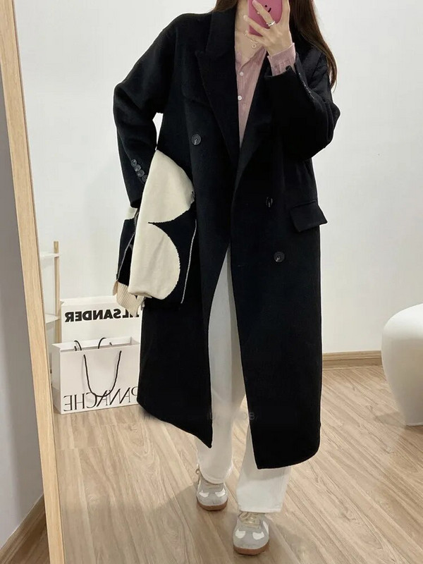 Zoki Zimski debeli uredski ženski dugi vuneni kaput Elegantna modna ženska jakna od umjetne vune Jednostavna siva odjeća dugih rukava za sve vrste