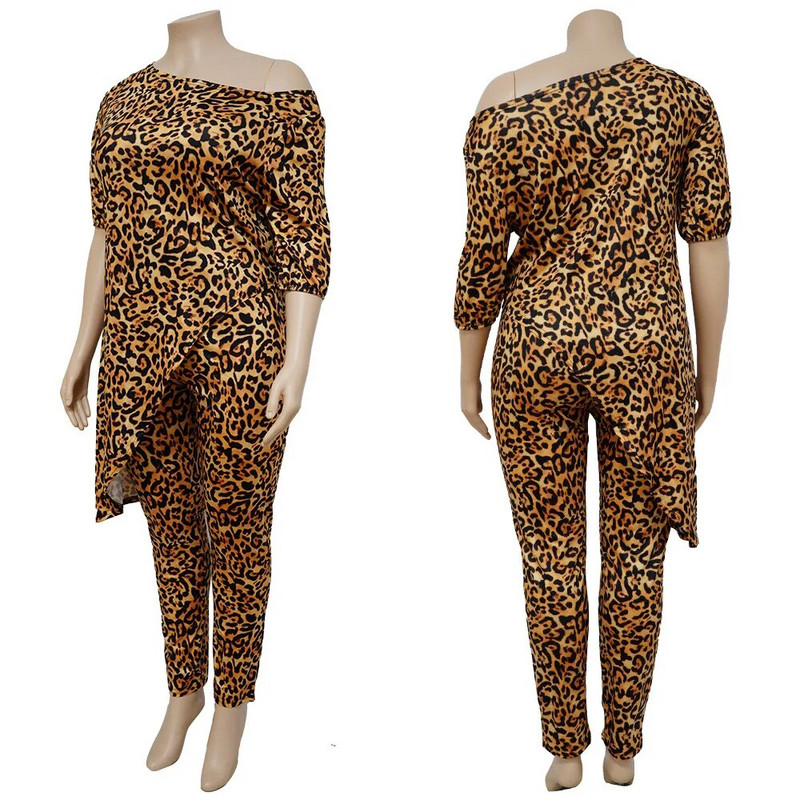 Odgovarajući set s printom velike veličine Ženski kamuflažni leopard kratki gornji dio Ženske pencil hlače Elegantna lijepa odjeća Jesenski dvodijelni komplet hlača 2023.
