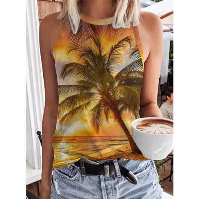 Hawaii Scenery 3D Print Tankfelső Nyári Női Strand utcai ruházat Y2k felsők Túlméretezett mellény, ujjatlan, női kamisole