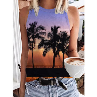 Hawaii Scenery 3D Print Tankfelső Nyári Női Strand utcai ruházat Y2k felsők Túlméretezett mellény, ujjatlan, női kamisole