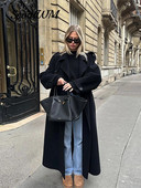 2024 Ležerni vuneni dugi kaput dugih rukava na rever Ženski zimski kaput s dvostrukim kopčanjem i džepovima Elegantna topla gornja odjeća u ulici