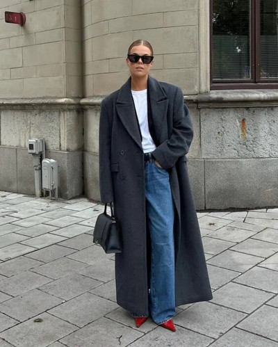 2024 Ležerni vuneni dugi kaput dugih rukava na rever Ženski zimski kaput s dvostrukim kopčanjem i džepovima Elegantna topla gornja odjeća u ulici