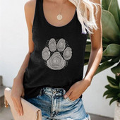 Seeyoushy Dog Paw Ženska majica bez rukava sa slatkim uzorkom stopala Harajuku bez rukava Prsluk za plažu za ljetni odmor O-izrez Ležerna ženska odjeća