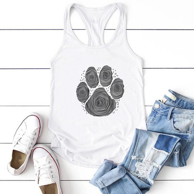 Seeyoushy Dog Paw Ženska majica bez rukava sa slatkim uzorkom stopala Harajuku bez rukava Prsluk za plažu za ljetni odmor O-izrez Ležerna ženska odjeća