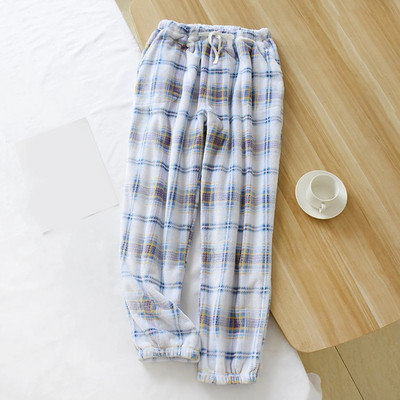 Moteriškos žieminės flanelinės minkštos pižamos kelnės, languotos margintos koralų vilnos, pastorintos, šiltesnės namų kelnės su kišenėmis Laisvalaikio kelnės
