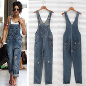 Nyári női ujjatlan kezeslábas Cool farmer Jumpsuit szakadt lyukak Alkalmi szakadt anya farmer Jumpsuitek női jumpsuitek nagy méretű