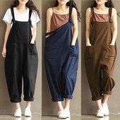 Moda fierbinte femei fete salopete largi solide cu bretele pantaloni harem pantaloni salopete pentru dama salopete casual, plus marimea S-5XL