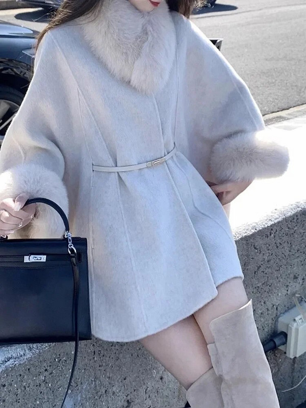 Elegantni ženski vuneni kaput dugih rukava Korejske modne vintage jakne Tanke jednobojne Fairycore 2023. Novi jesenski zimski kaputi