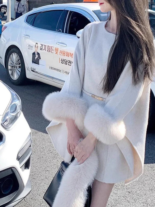 Elegantni ženski vuneni kaput dugih rukava Korejske modne vintage jakne Tanke jednobojne Fairycore 2023. Novi jesenski zimski kaputi