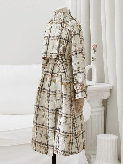 Lautaro Jesen Zima Dugi široki topli kaput od mješavine vune Trenč kaput za žene Raglan rukavi pojas s dvostrukim kopčanjem Vuneni kaput