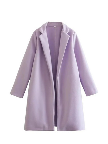TRAF Многоцветно дълго палто Дамско зимно женско палто с дълъг ръкав 2022 Шикозно и елегантно дамско яке Модни улични жилетки