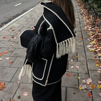 2023 Hotsale Γυναικεία Παλτό Φθινοπώρου και Χειμώνα Μαύρο παλτό Κασκόλ Ζεστό streetwear Γυναικεία εξωτερικά ρούχα Blouson Femme