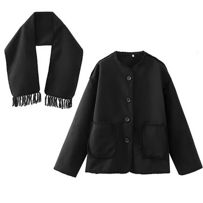 2023 Hotsale Ženski kaputi Jesen i Zima Crna jakna Kaput Šal Topla ulična Ženska gornja odjeća Odjeća Blouson Femme