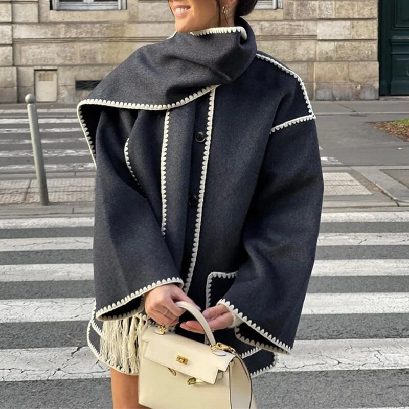 2023 Hotsale Ženski kaputi Jesen i Zima Crna jakna Kaput Šal Topla ulična Ženska gornja odjeća Odjeća Blouson Femme