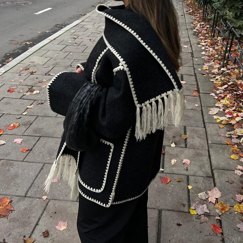 2023 Hotsale Ženski kaputi Jesen i Zima Crna jakna Kaput Šal Topla ulična Ženska gornja odjeća Odjeća Blouson Femme