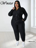 Wmstar Plus Size Haine pentru femei 2 piese Solid pantaloni de trening Topuri și pantaloni Seturi de mâneci lungi Trening ocazional la modă Comerț cu ridicata 2023
