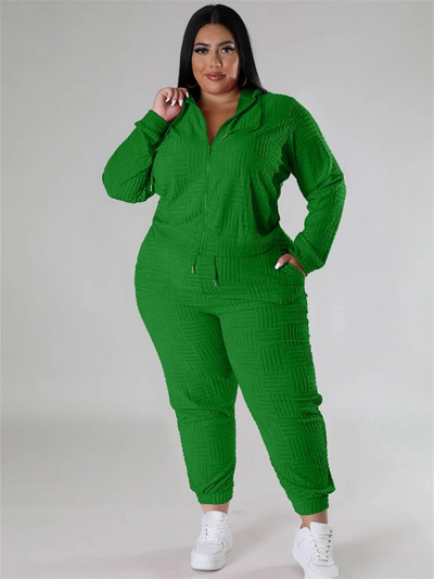 Wmstar Plus Size Haine pentru femei 2 piese Solid pantaloni de trening Topuri și pantaloni Seturi de mâneci lungi Trening ocazional la modă Comerț cu ridicata 2023