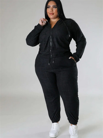 Wmstar Plus Size Haine pentru femei 2 piese Solid pantaloni de trening Topuri și pantaloni Seturi de mâneci lungi Trening ocazional la modă Comerț cu ridicata 2023