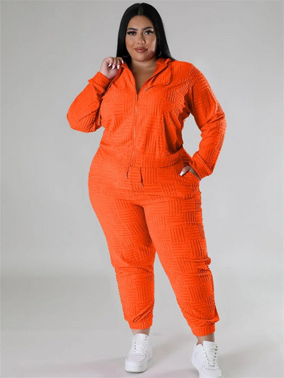 Wmstar Plus Size Haine pentru femei 2 piese Solid pantaloni de trening Topuri și pantaloni Seturi de mâneci lungi Trening ocazional la modă Comerț cu ridicata 2023