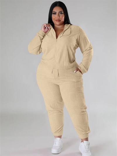 Wmstar Plus Size Haine pentru femei 2 piese Solid pantaloni de trening Topuri și pantaloni Seturi de mâneci lungi Trening ocazional la modă Comerț cu ridicata 2023