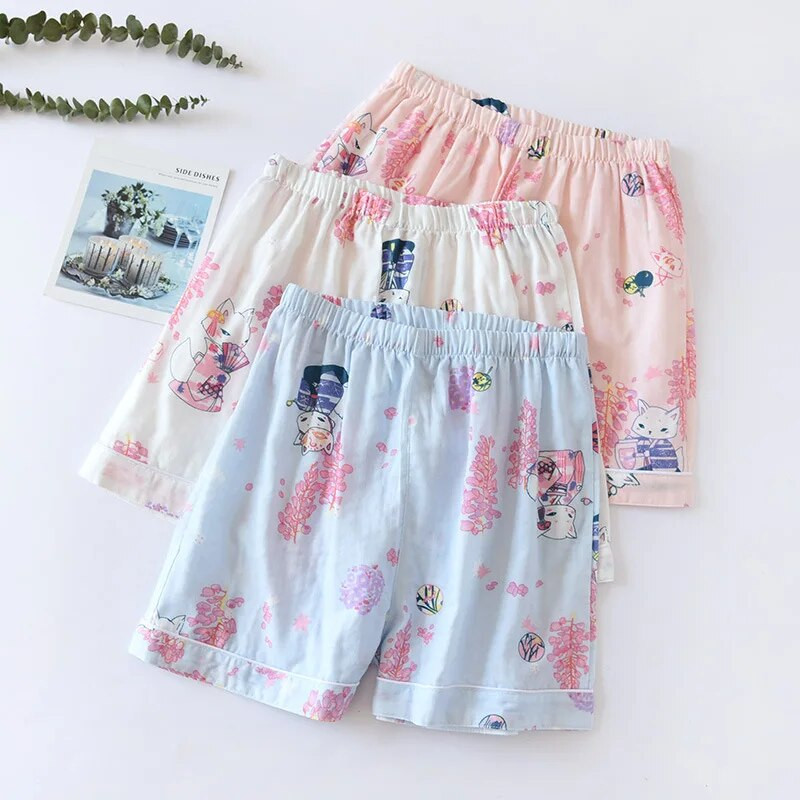 Svježe kratke hlače ženske donje hlače za spavanje mekane 100% gaza pamuk ženske pidžame spavaćice hlače slatke pidžame kratke hlače