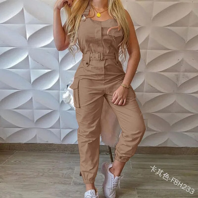 2023 Summer Casual Gargo Jumpsuit Γυναικεία Μόδα Ζώνη Τσέπη Ολόσωμη φόρμα Harajuku Rompers Γυναικεία Streetwear Παντελόνια