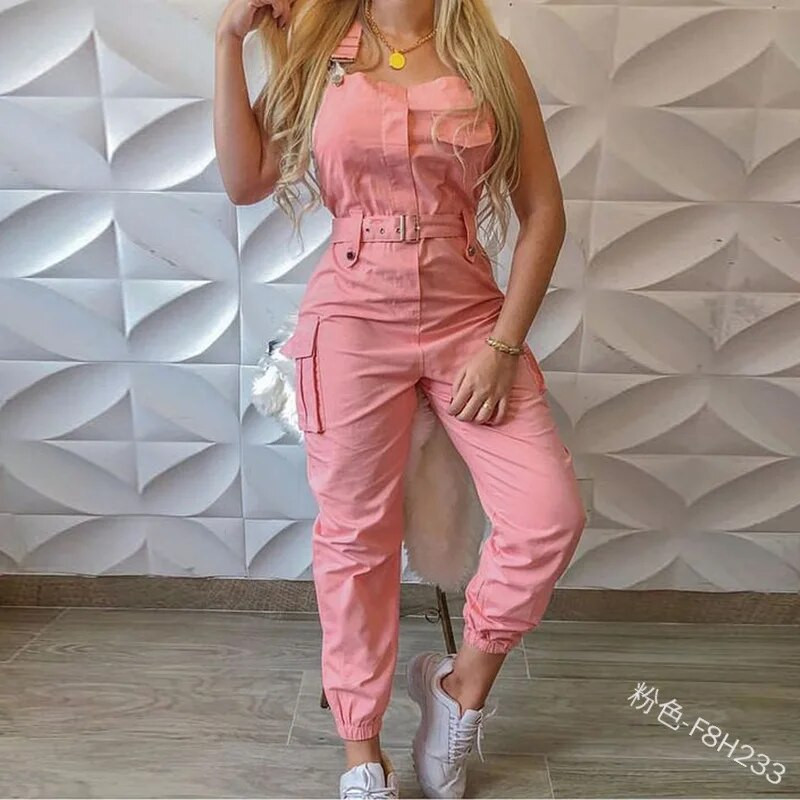 2023 Summer Casual Gargo Jumpsuit Γυναικεία Μόδα Ζώνη Τσέπη Ολόσωμη φόρμα Harajuku Rompers Γυναικεία Streetwear Παντελόνια