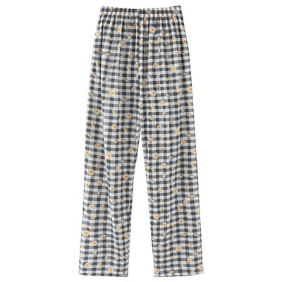 Pamučne široke ženske pidžame hlače Pidžama karirane hlače Ženske donje hlače za spavanje Lounge Wear Hlače za spavanje Proljeće ljeto Ženske hlače