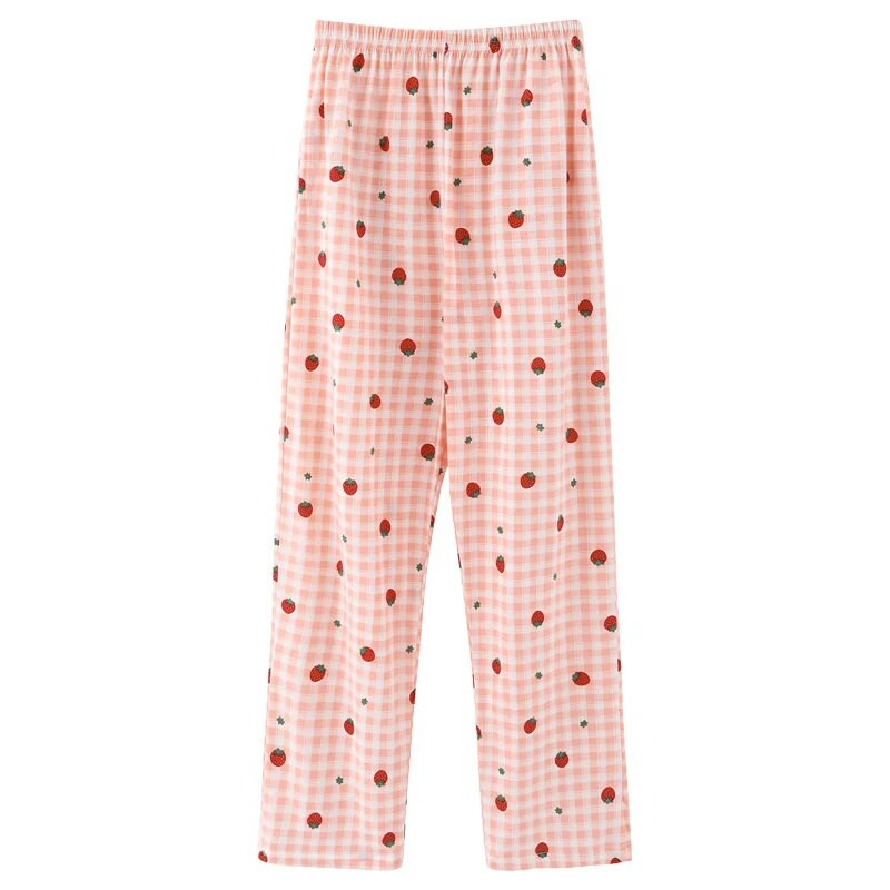 Pamučne široke ženske pidžame hlače Pidžama karirane hlače Ženske donje hlače za spavanje Lounge Wear Hlače za spavanje Proljeće ljeto Ženske hlače
